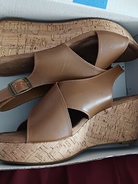 Dream Pairs Tan Cork Wedge Sandals